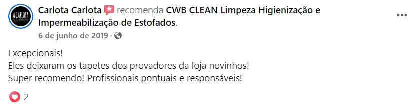 Avaliação do Cliente Carlota