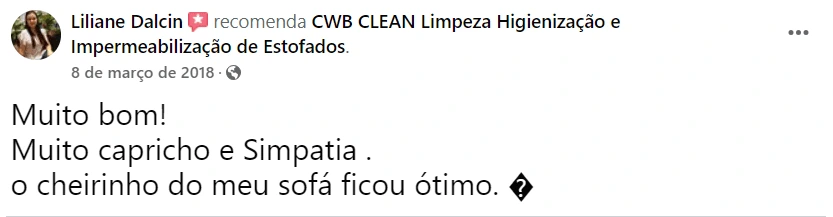 Avaliação da Cliente Liliane