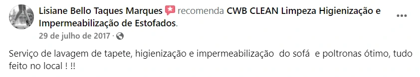 Avaliação da Cliente Lisiane